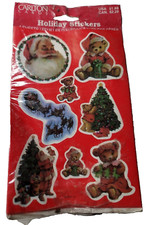Carlton AGC Card Stickers Christmas Santa Bear Reindeer Sealed 4 Sheets VTG 1994