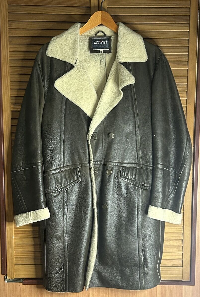 Jean Paul Gaultier Shearling Leather Brown Coat Men's Size L Jean Paul Gaultier Shearling Leather Brown Coat Men's Size L