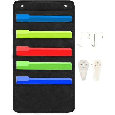 Hanging File Holder Organizer Rack 5 Pocket File Folders Wall Mount Tier Fold...