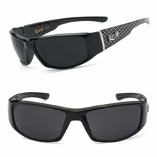 Locs Authentic Cholo Biker Motorcycle Sunglasses OG Style Shiny Black Frame