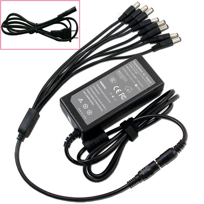 8 Split Power Cord for CCTV Security Camera DVR Accessory USA DC 12V 5A Power Supply Adapter