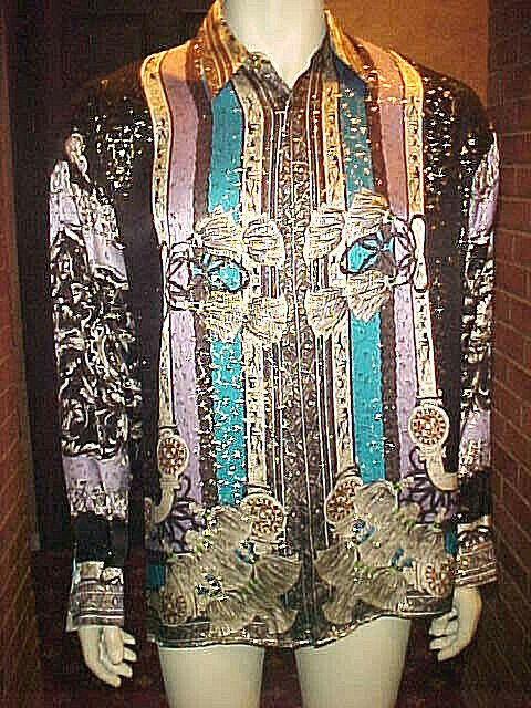 NWT MENS CREME DE SILK METALLIC SILK SHIRT STYLE TASSEL 1994