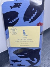 Pottery Barn Blue/Navy Happy Shark Fitted Crib Sheet NIP