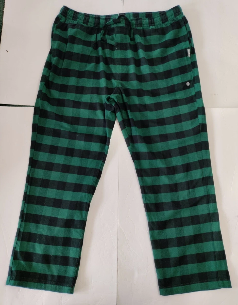 Eddie Bauer Men 2XL Green Plaid Cotton Flannel Pajama Pants Bottoms Pockets  Logo