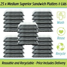 Medium Sandwich Platters Catering Cake Buffet Party Platter 25 x Trays with Lids