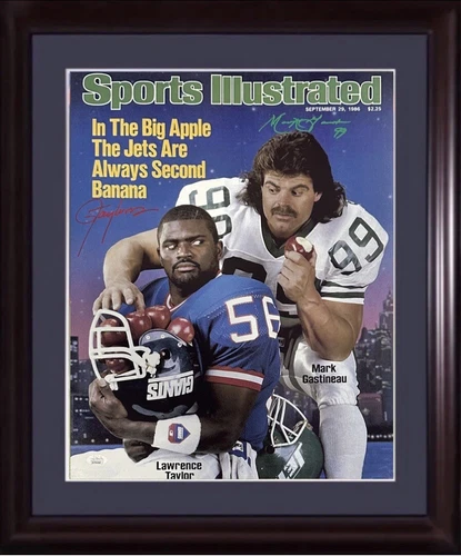 Lawrence Taylor Mark Gastineau Signed 16x20 Framed Photo SI 2 Auto Giants JSA