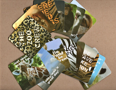 THE ZOO CREW (16pc) HAND CUT 3''x3'' POCKET / EPHEMERA CARDS