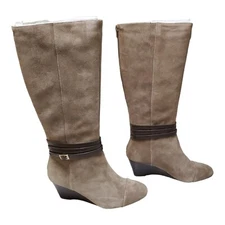 NEW Julianne Hough for Sole Society NILA Boots Taupe Suede Tall Wedge Size 9 M