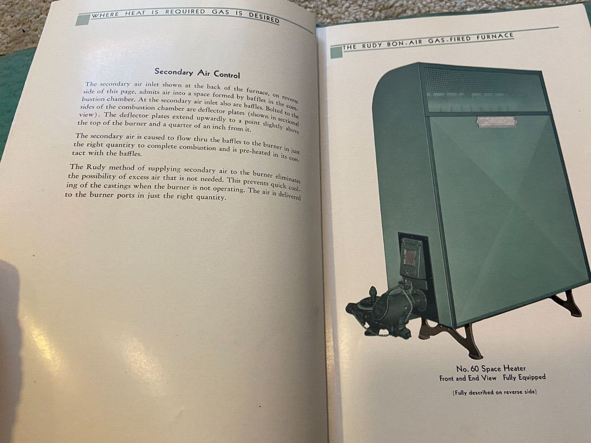 1936-39 RUBY FURNACE GAS-FIRED BON-AIR HEATING AIR CONDITIONION MANUAL  BOOKLET | eBay