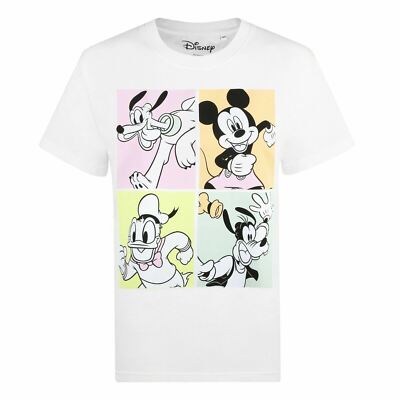 Official Disney Ladies T-Shirt Mickey & Friends 90S Graphic White