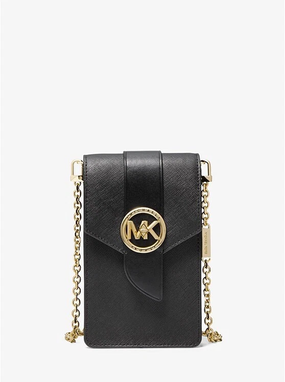 Michael kors Small Saffiano Leather Smartphone Crossbody Bag Black