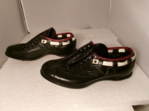 Vintage Riddell Snug Tie All Black Leather Football Cleats Sport Shoes Sz 6.5 E - Picture 3 of 17