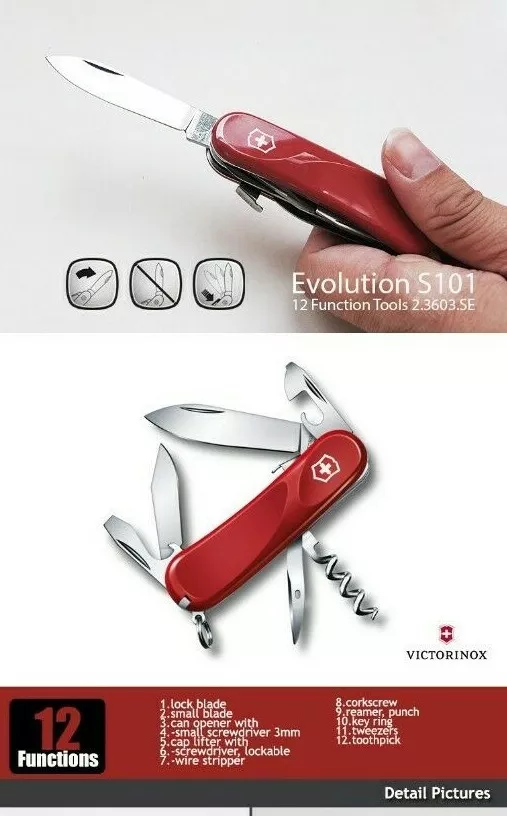 Victorinox Swiss Army Knife 85mm Evolution S101 12 Function Tools 2.3603.SE