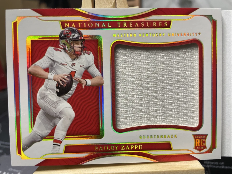 2022 National Treasures Bailey Zappe Gold Rookie Jersey Auto Booklet #2/49 T871 - Image 2 of 4