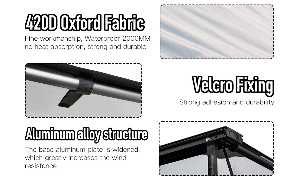 Car Side Awning SUV Truck Rooftop Tent Sunshade Travel Outdoor Camping 6.5x8.2ft