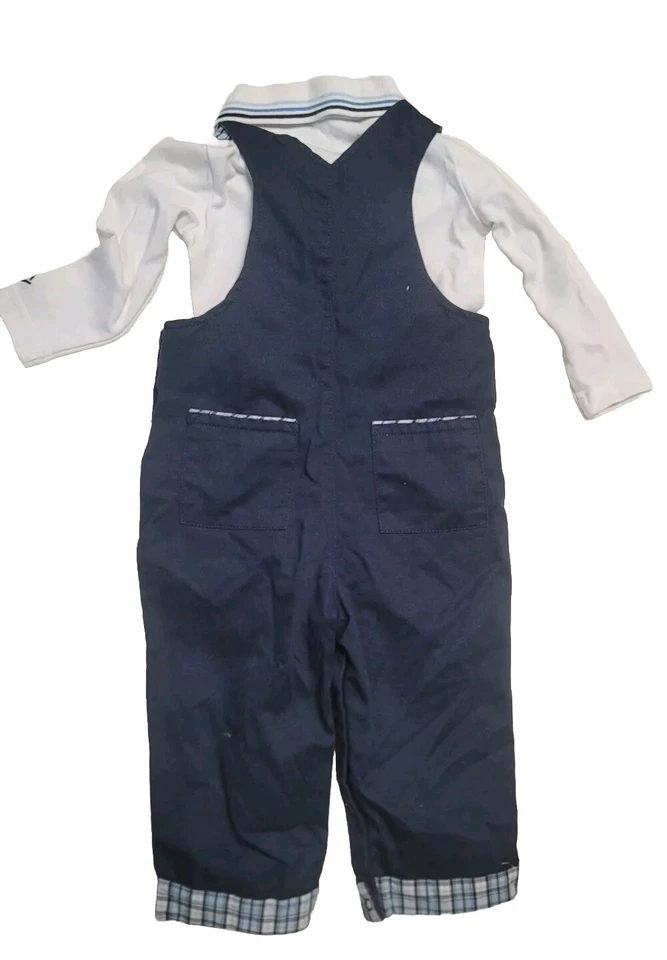 Kitestrings Baby Boys Overalls 2 Pieces Set 18 Months Blue White - Image 2 of 4