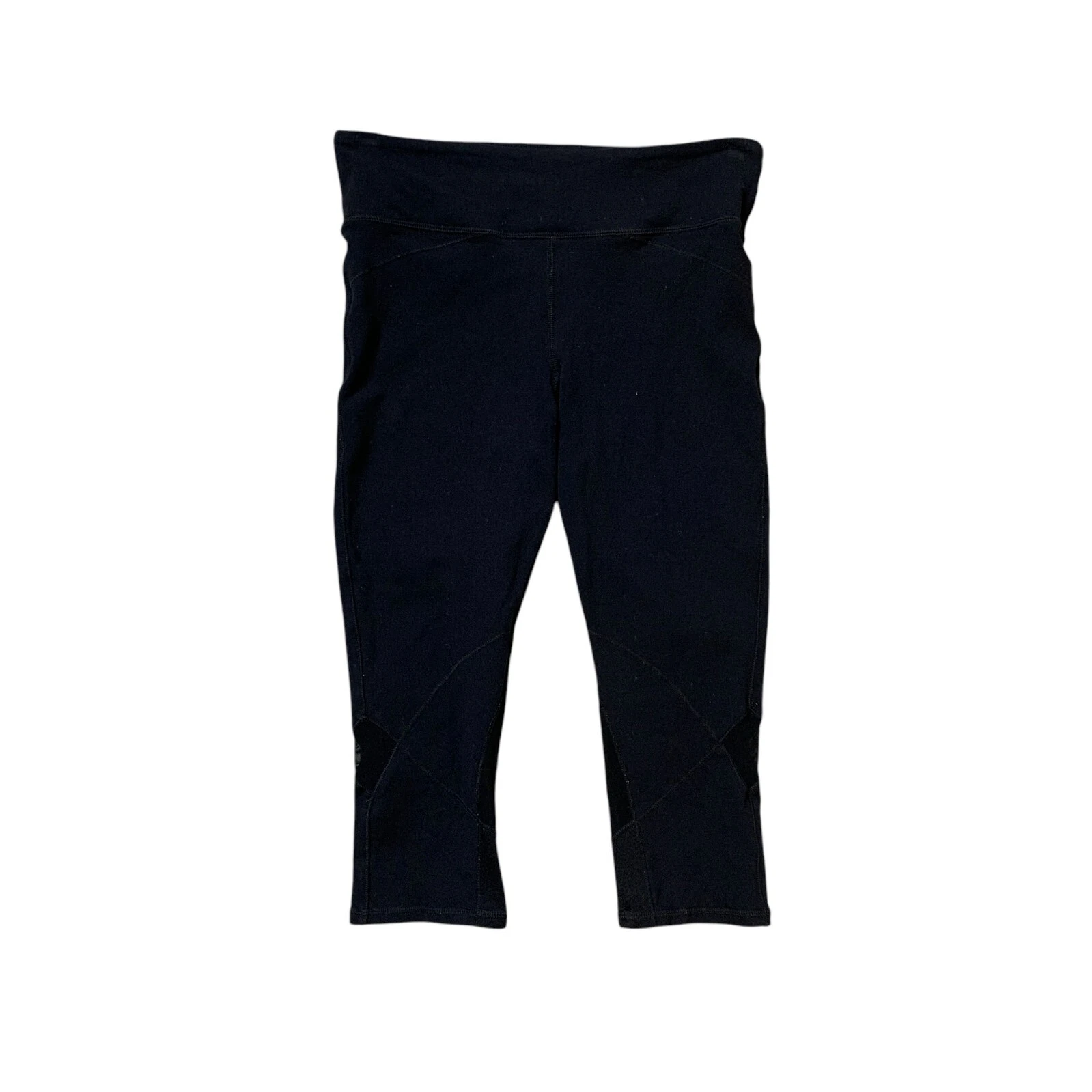 alo-yoga cropped stretch pull on mesh panel athletic leggings