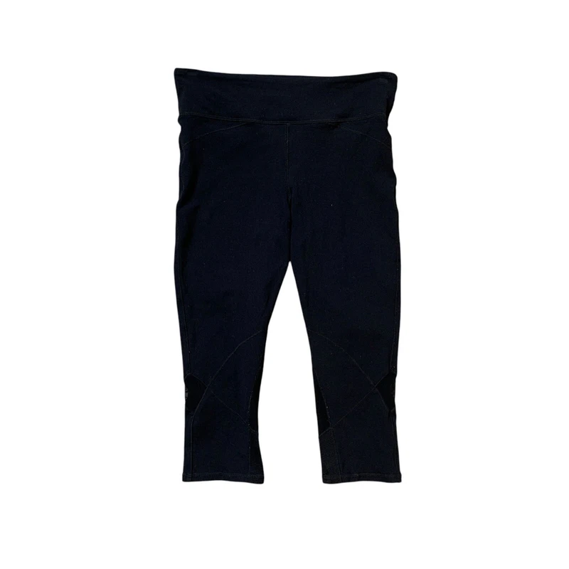 alo-yoga cropped stretch pull on mesh panel athletic leggings
