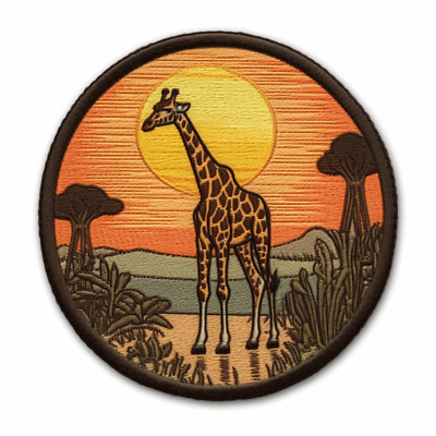 Giraffe Patch Iron-on Applique - African Safari, Animal Badge Zoo Decorative    