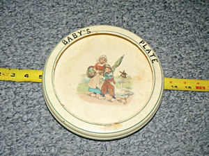 Baby Plate  Vintage Dutch theme with mom and her boy and the geese