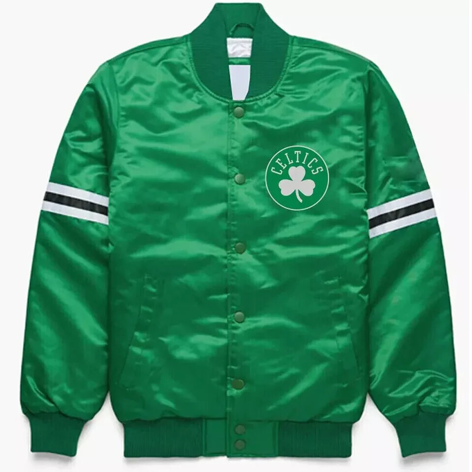 NBA Boston Celtics Vintage 80s Green Satin Varsity Jacket