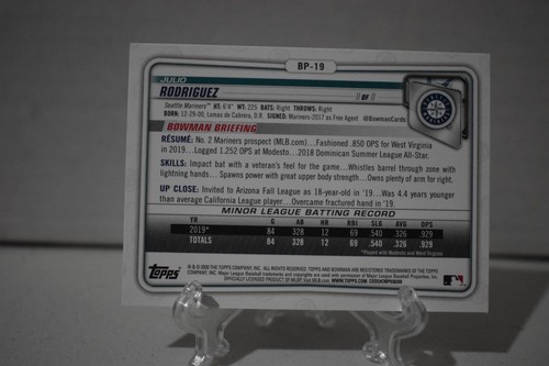2020 Bowman Julio Rodriguez BP=-19 - Picture 2 of 2