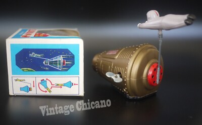 NASA MOON SCOUT ヘリコプター　アメリカ　雑貨　60s 70s Yone Japan Moon Orbiter Wind Up Toy Apollo Space Capsule + Box