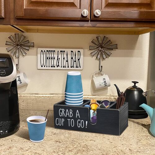 Coffee Station Organizer For Countertop Coffee Cup And Lid Holder For Cup Lid Sl - Picture 2 of 7