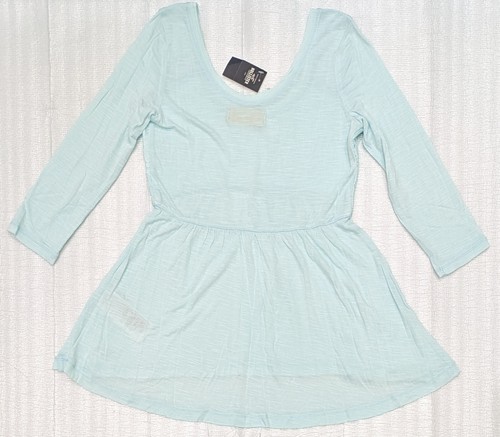 NWT Hollister Mint Floral Lace Shiny Sequins 3/4 Sleeve Scoop Neck Shirt XS - Picture 14 of 14