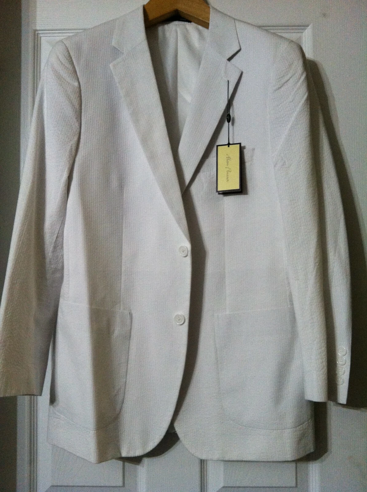 ALAN FLUSSER MENS NEW WHITE 100%COTTON SPORT COAT JACKET BLAZER SIZE: M