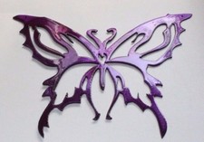 Metal Wall Art Decor Small Butterfly Metallic Purple 9" x 7"