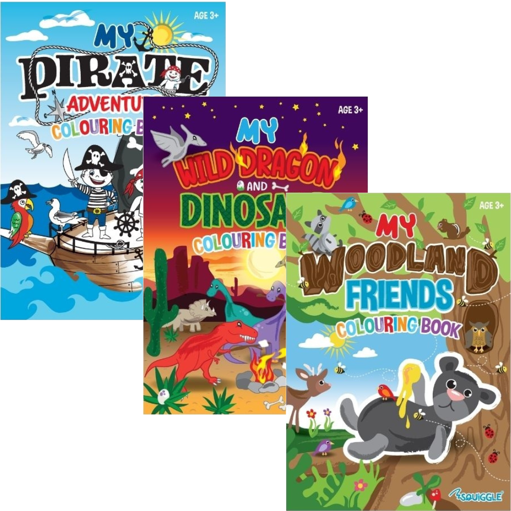3 X A4 Dinosaur Colouring Activity BOOKS Dragons woodlands friends FOR boys