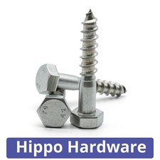 M10 (10mm) Coach Screws A2 Stainless Steel Hex Head Lag Bolts Wood Screw DIN 571