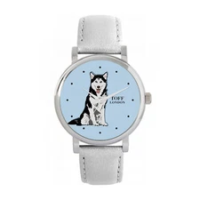 Toff London TLWS-29821 Ladies Black And White Husky Dog Watch