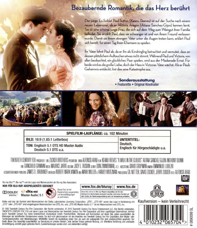 Dem Himmel so nah (1995)[Blu-ray/NEU/OVP] Keanu Reeves, Anthony Quinn, Alfonso A - Bild 2 von 4