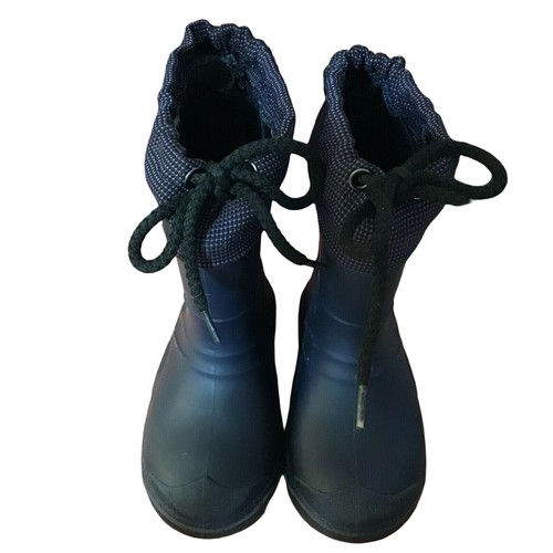 Kamik Rain Boots Toddler Size 8 Blue Black Waterproof Rubber Mid Calf Pull On - Picture 9 of 9