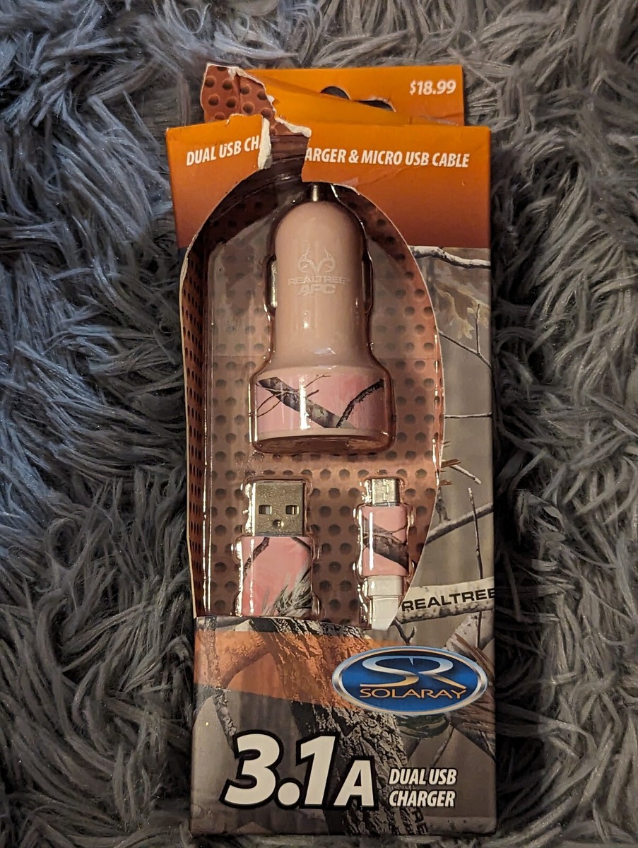 RealTree Solaray Dual USB 12V Car Charger Micro USB Cable