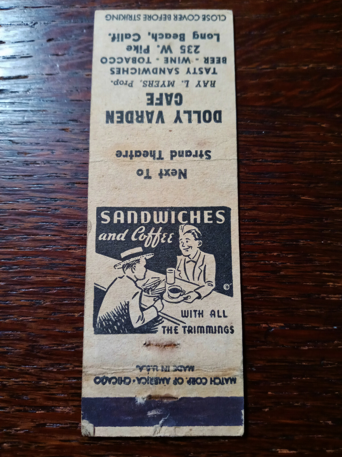Vintage Matchcover Dolly Varden Cafe, Long Beach, CA eBay