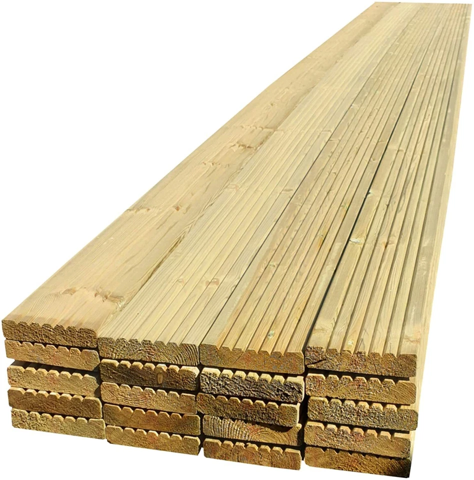 A  Grade Treated Wood Decking Supplied 4 pieces Ex 32x125mm in a pack - Image 2 of 2