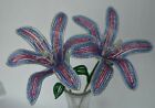*New* 2 handmade French beaded Tri tone lilies lily flowers Pastel