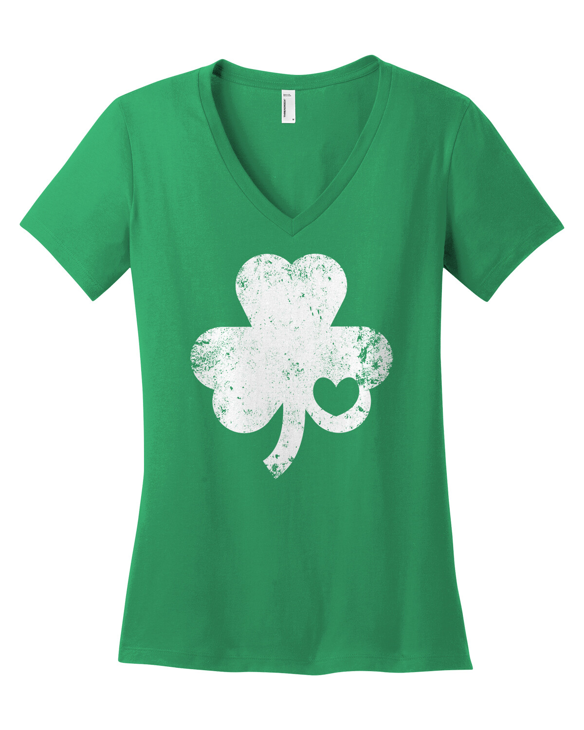 Vintage Shamrock with Heart St Patricks Day Women&rsquo;s V-Neck T-Shirt | eBay
