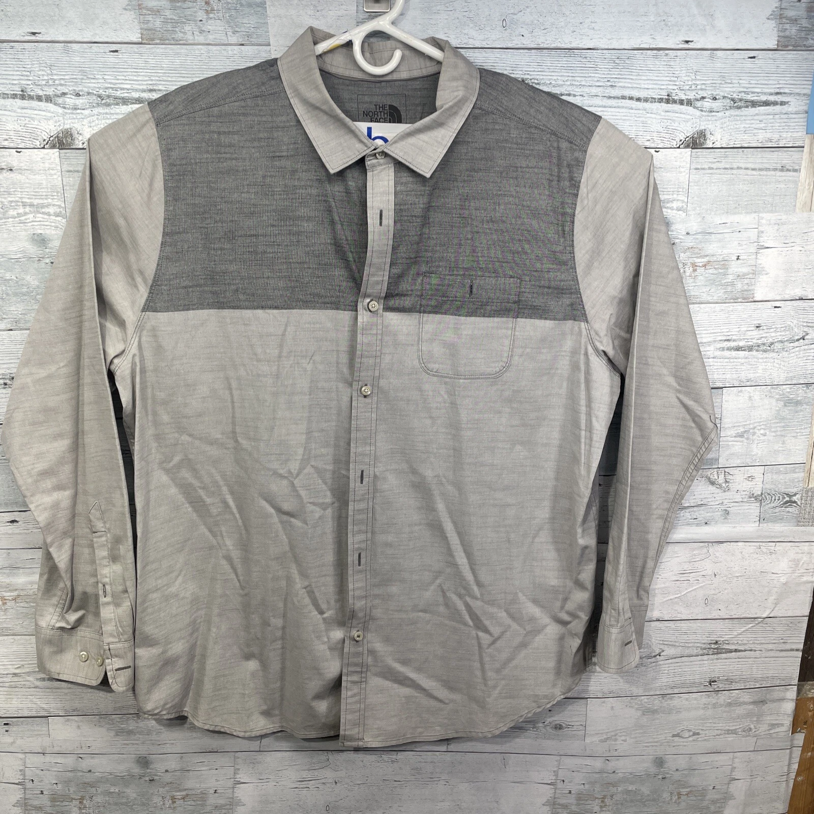The North Face Mens Shirt 2XL Gray Long Sleeve Button Up Outdoor Hiking