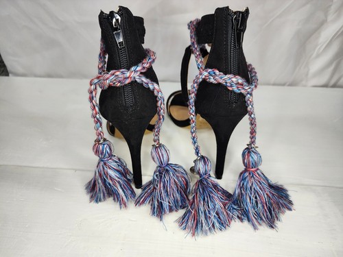 Express High Heels Black Gladiator Tassles NWOT - Picture 8 of 12