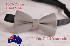 Boy Teenage 100 Cotton Matte Grey Bow Tie Bowtie Party Wedding 7-14 Years Old