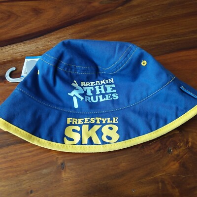 Boys On Trend Skateboard Skate Bucket Sun Hat 100% Cotton 4-6 Yrs