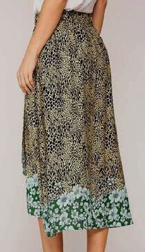 New GIGIO Size S M L floral cottage core elastic waist faux wrap midi skirt - Picture 6 of 12