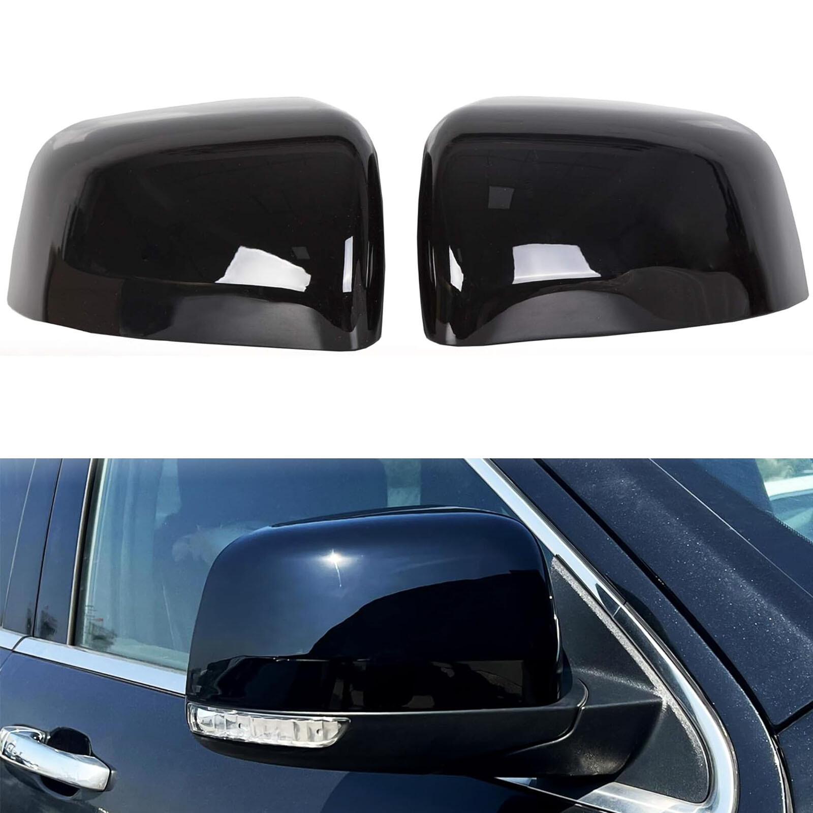 Gloss Black Mirror Cover Cap Replacement for Dodge Durango 2011-2023