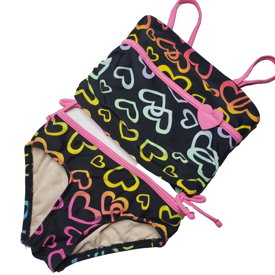 Traje de baño Tankini Total Girl niñas talla 4 2 piezas estampado corazón Foto 2 de 4