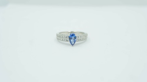 Damen - 1,05 Karat Birne Tansanit & Diamant Cocktailring - 14 Karat Weißgold - Bild 10 von 12