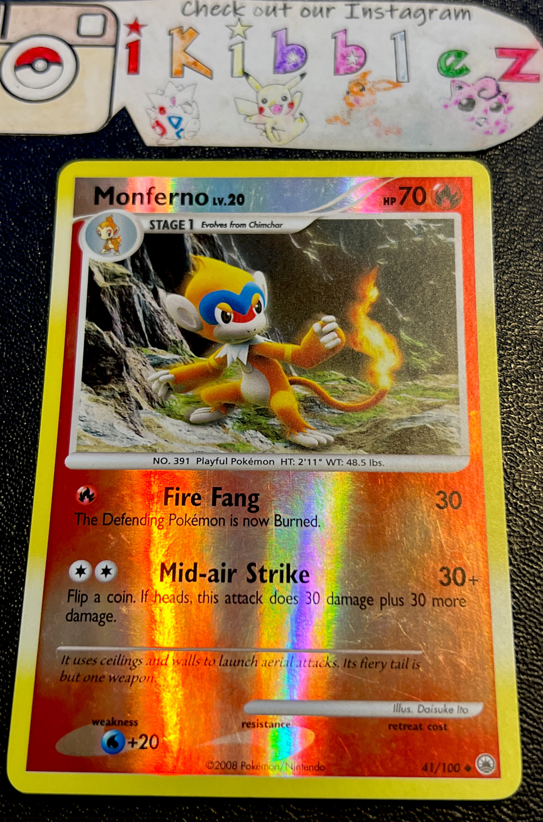 Monferno 41/100 LP Reverse Holo Majestic Dawn Pokémon Card!